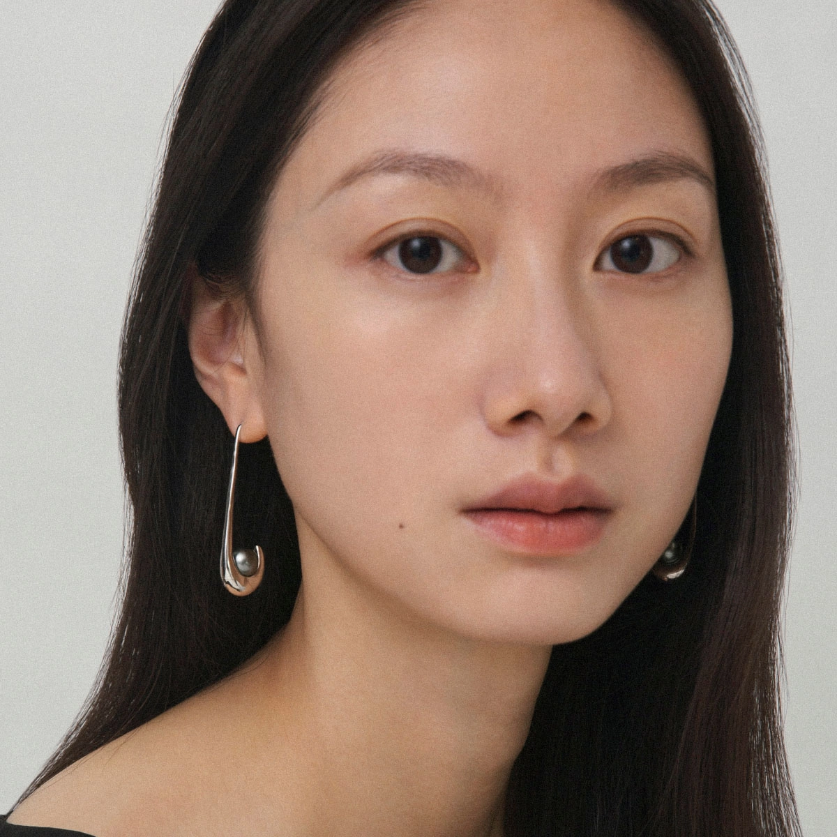 素觉 小众设计高级感气质长款大溪地黑珠 海水珍珠 耳环 女款