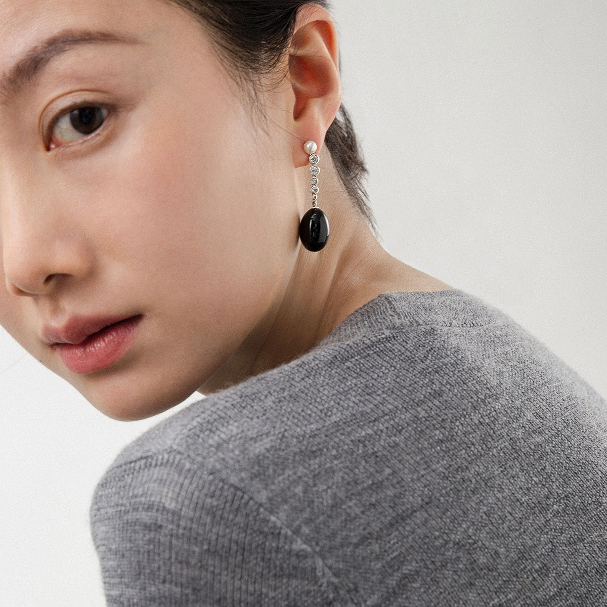 素觉 新中式轻奢高级感优雅气质 玛瑙 玉石耳环 女款