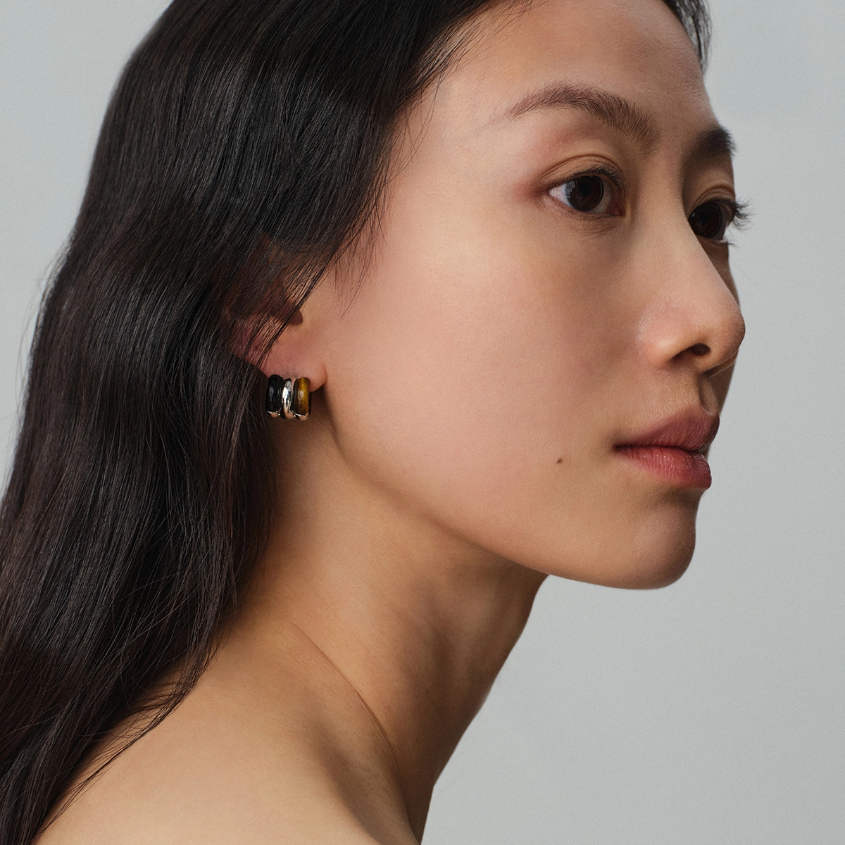 素觉 小众设计高级感独特新中式耳坠 虎眼石 玉石耳环 女款