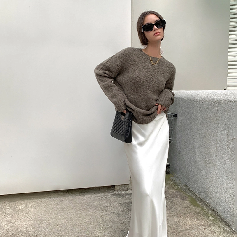 周淼 宽松落肩口罗纹羊毛圈圈纱针织毛衣 女款