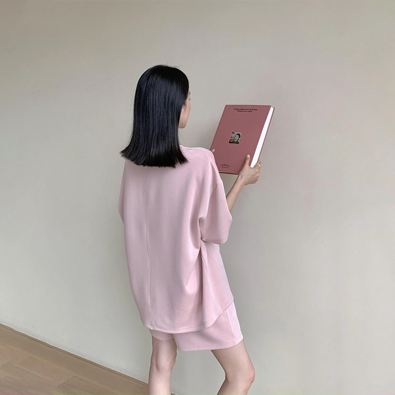 周淼 系带纯色高腰休闲短裤 女款