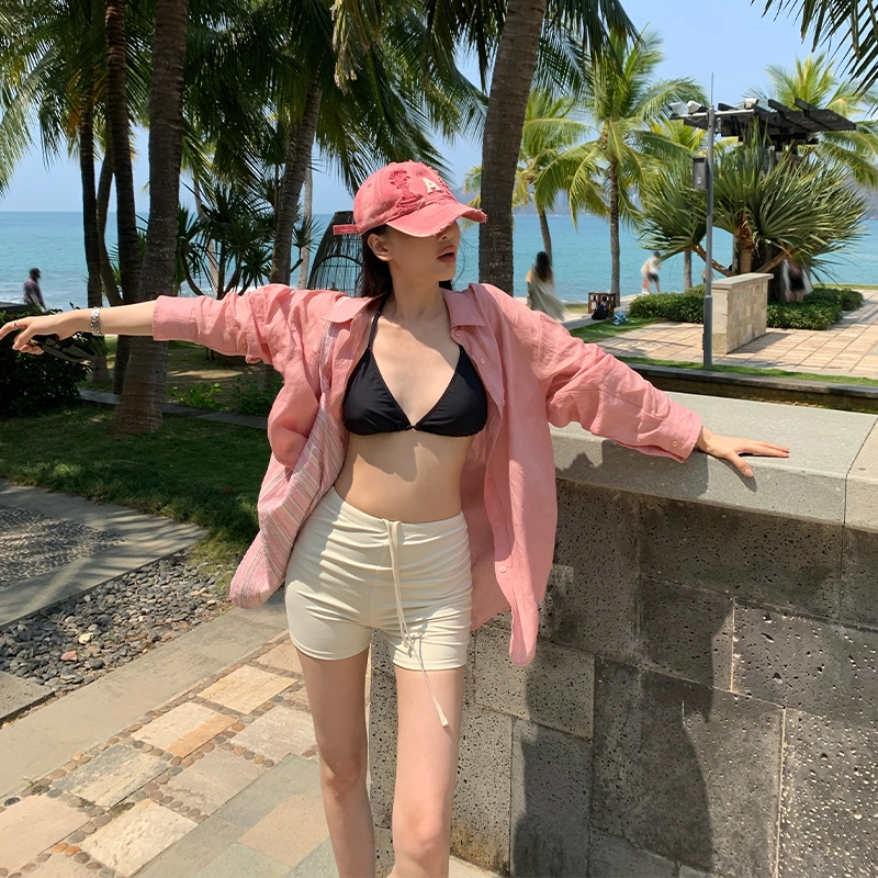 周淼 纯色高腰系带休闲短裤 女款