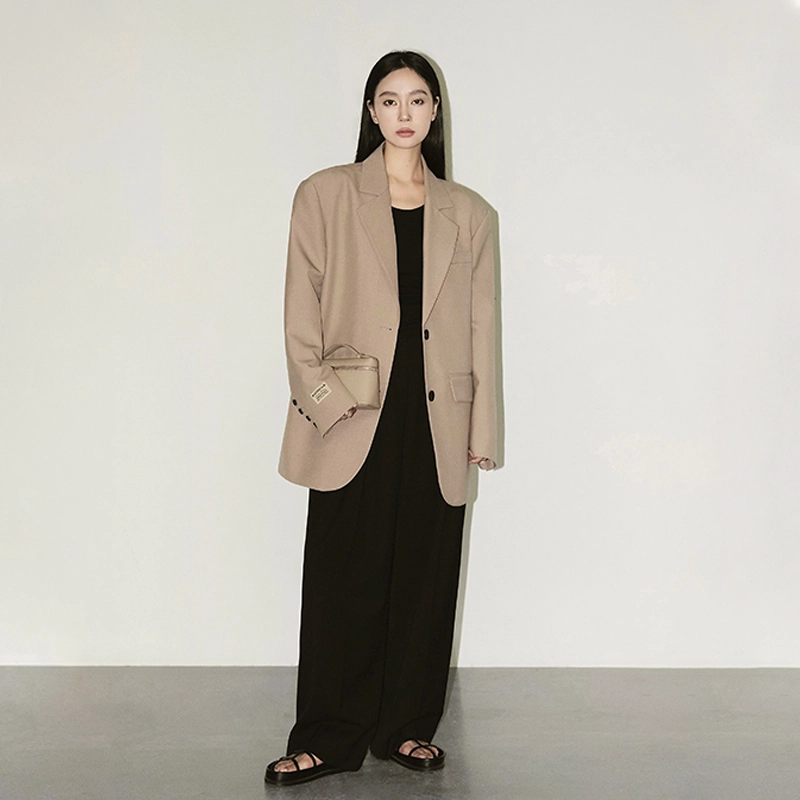 周淼 纯色褶宽松阔腿休闲裤 女款