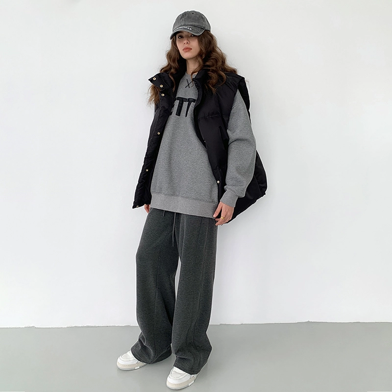 周淼 一体绒软糯直筒宽松阔腿裤 女 秋