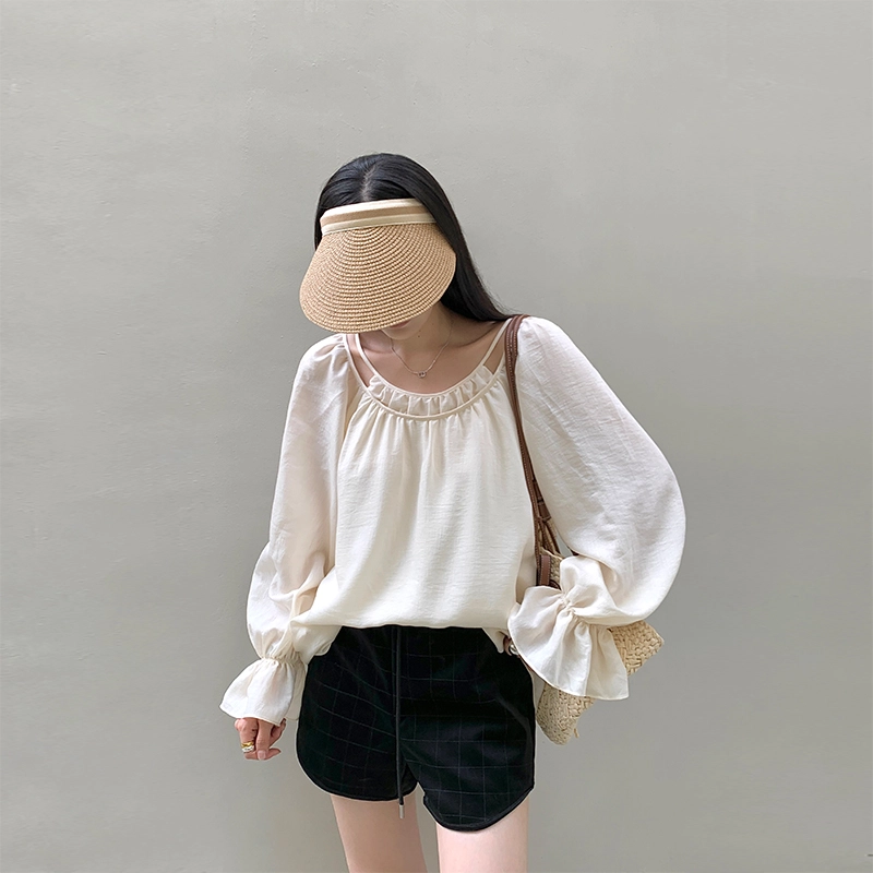 周淼 纯色格子绗线抽绳系带休闲短裤 女款