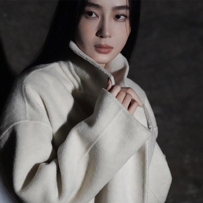 周淼 重磅兔丝绒白月光羊毛宽松毛呢风衣 女款