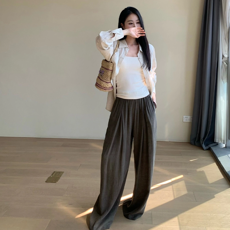 周淼 纯色纽扣长袖衬衫 女款