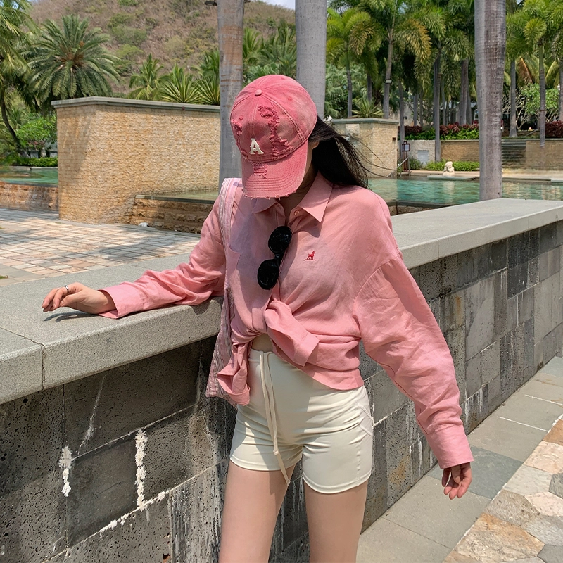 周淼 纯色高腰系带休闲短裤 女款
