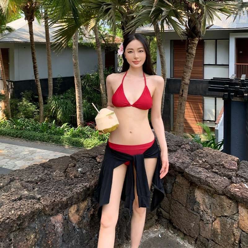 周淼 三角杯胸衣合身内裤网纱罩裙泳装套装 女款