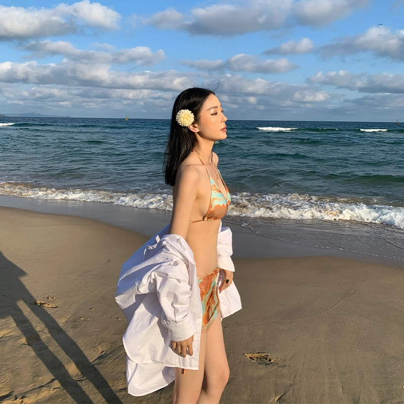 周淼 三角杯胸衣合身内裤网纱罩裙泳装套装 女款