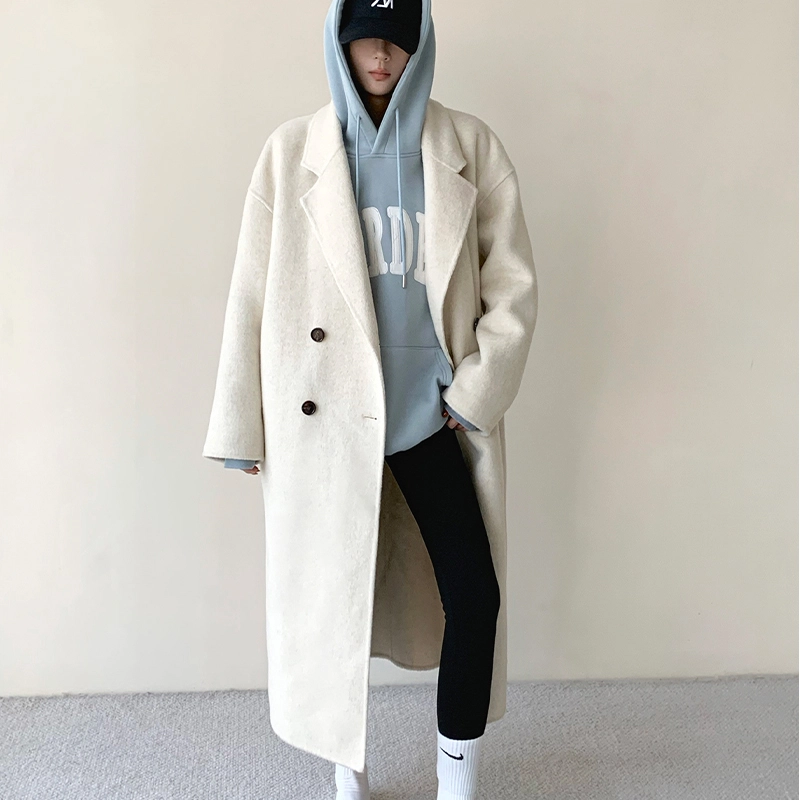 周淼 重磅兔丝绒白月光羊毛宽松毛呢风衣 女款