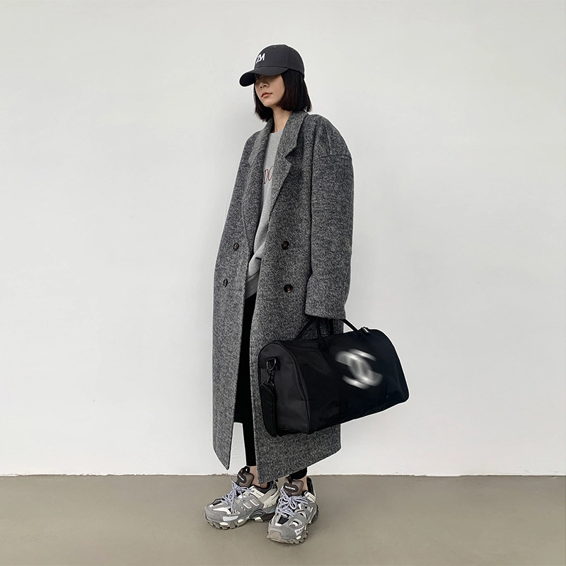 周淼 重磅兔丝绒白月光羊毛宽松毛呢风衣 女款