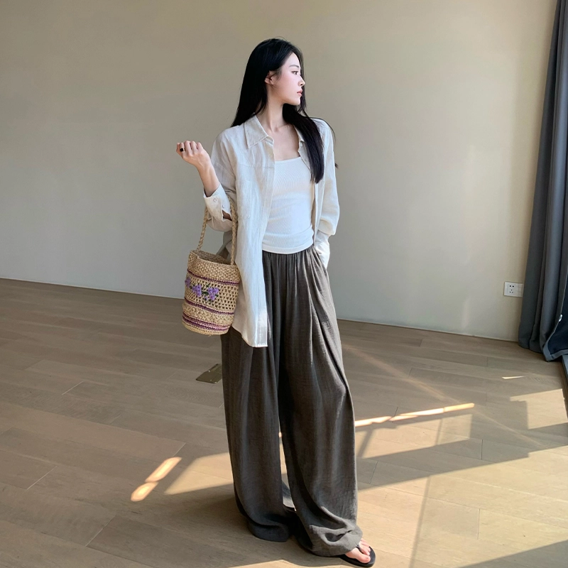 周淼 纯色纽扣长袖衬衫 女款