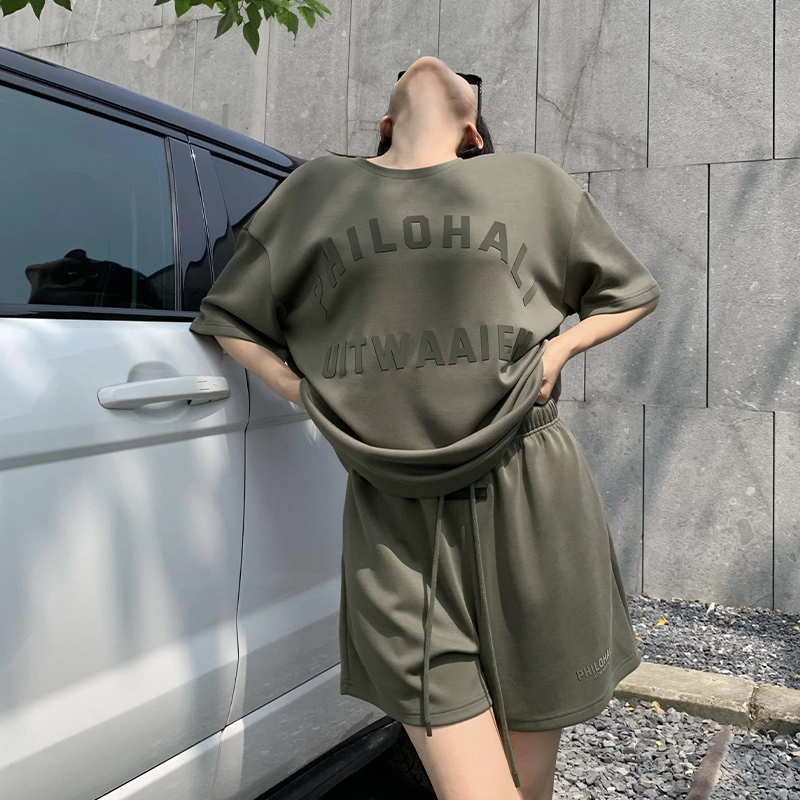 周淼 系带纯色高腰休闲短裤 女款