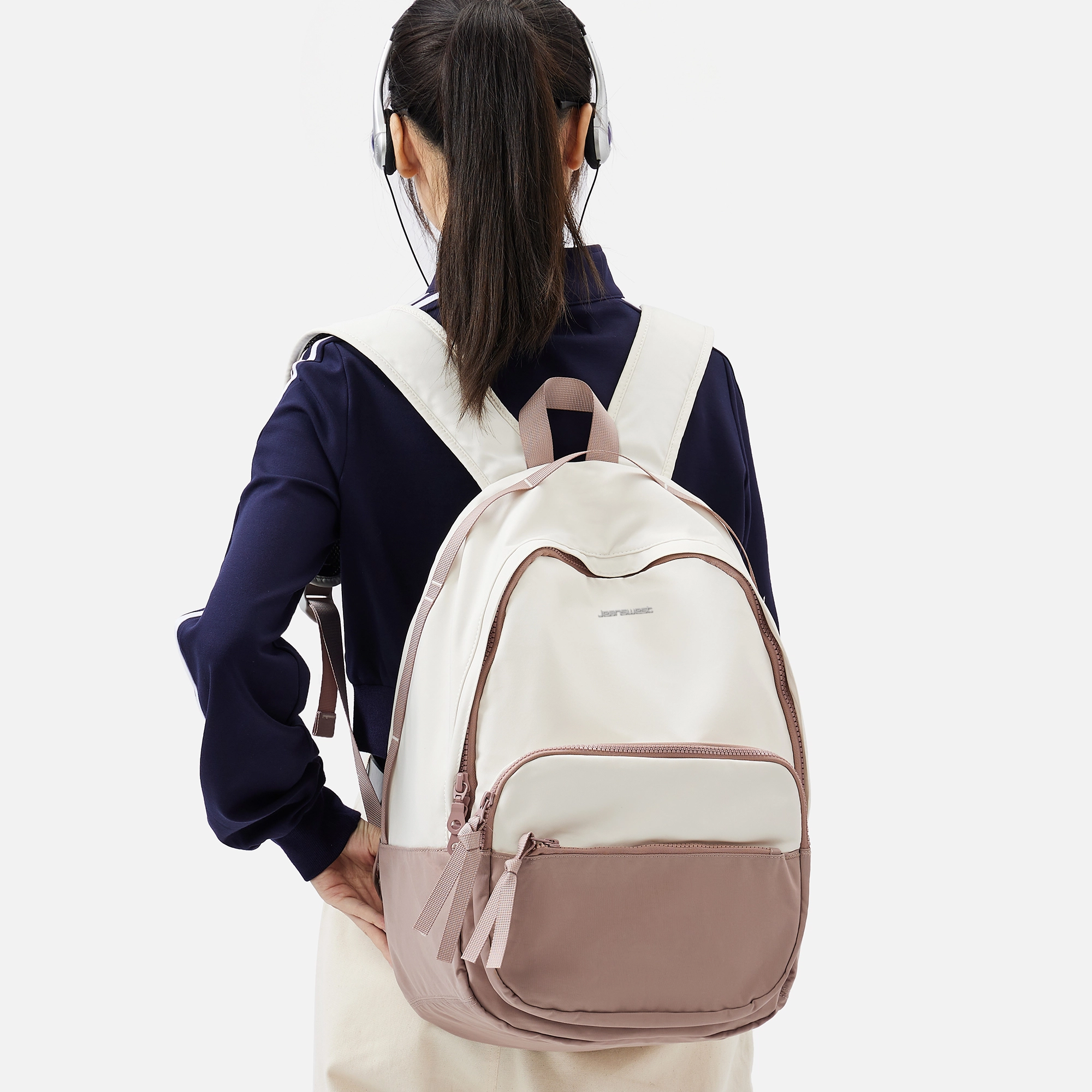 真维斯 日韩学院风高颜值简约大容量初高中生大学生上课通勤休闲撞色运动百搭多口袋 织物 双肩包书包背包 常规 女款 多色