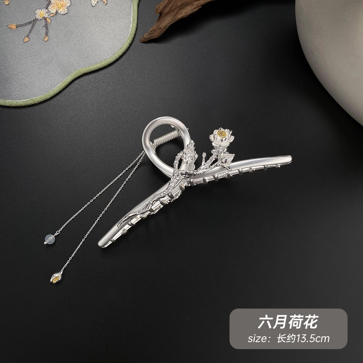 秦福炫 十二花神 新中式花开富贵立体花纹精致优雅高级感后脑勺盘发 铜 发夹 女款