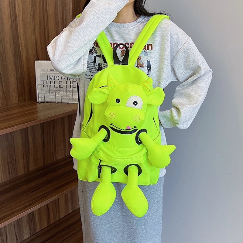笛贝嘉 可爱设计感搞怪大容量背包学生书包 布 双肩包 常规 男女同款情侣款