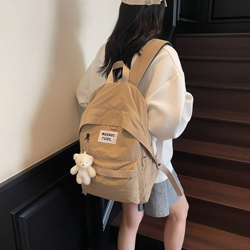 笛贝嘉 复古简约轻便防水上课通勤 布 双肩包 男女同款情侣款 多色