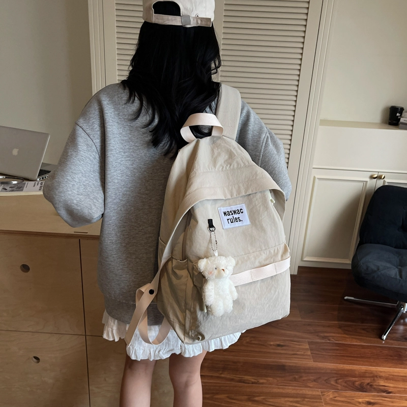 笛贝嘉 复古简约轻便防水上课通勤 布 双肩包 男女同款情侣款 多色