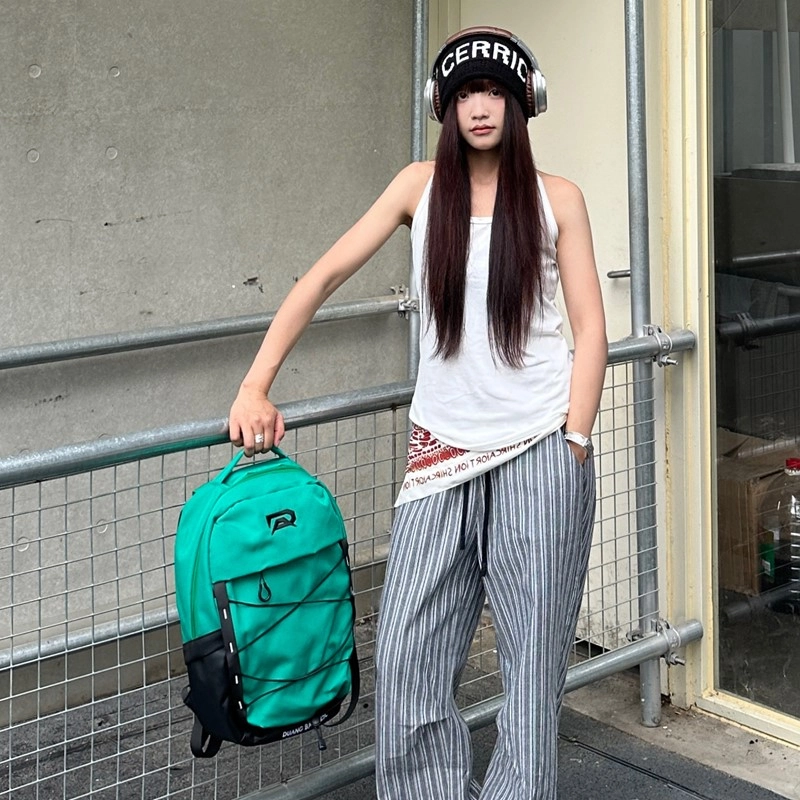 笛贝嘉 潮牌简约休闲大容量旅行背包学生书包拼色 牛津布 双肩包 常规 男女同款情侣款 多色
