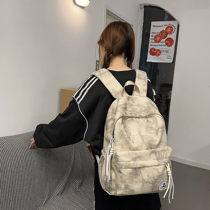 笛贝嘉 韩版简约纯色大容量学生书包时尚百搭通勤休闲 尼龙 双肩包 男女同款情侣款 多色