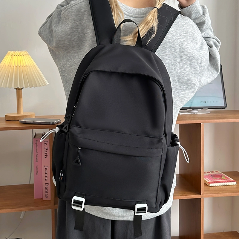 笛贝嘉 日系简约纯色大容量旅行背包休闲时尚大学生上课书包 尼龙 双肩包 常规 男女同款情侣款 多色