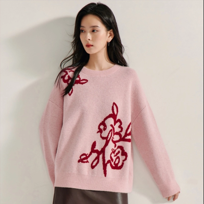 茵曼 新年金线珠片合身厚款舒适针织衫 女款