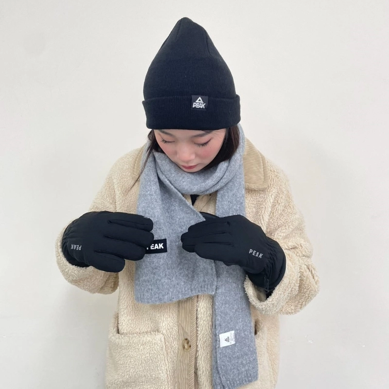 匹克 大格纹 防寒保暖亲肤 三件套 绒线围巾 男女同款情侣款