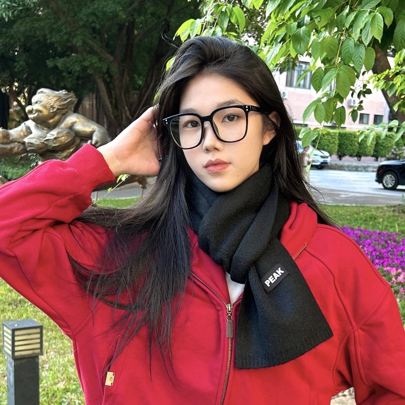 匹克 纯色防寒保暖 小众设计 绒线围巾 男女同款情侣款 灰色 米色