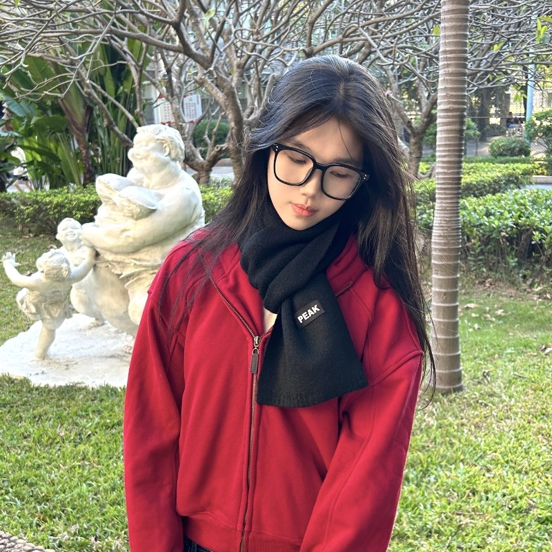 匹克 纯色防寒保暖 小众设计 绒线围巾 男女同款情侣款 灰色 米色