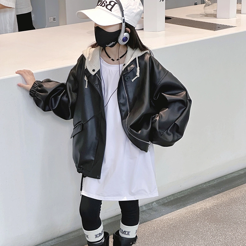 木木屋 舒适连帽亲肤拉链夹克外套 黑色 青少年
