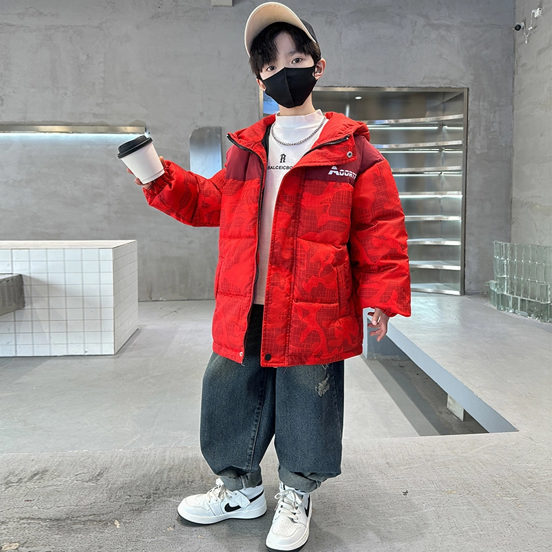 木木屋棉衣 洋气舒适连帽简约长袖 红色 青少年