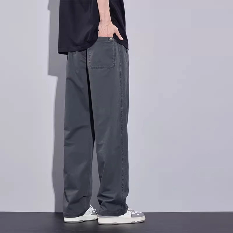 隐狼世家 美式潮牌纯棉宽松直筒阔腿工装长裤子休闲裤 男款