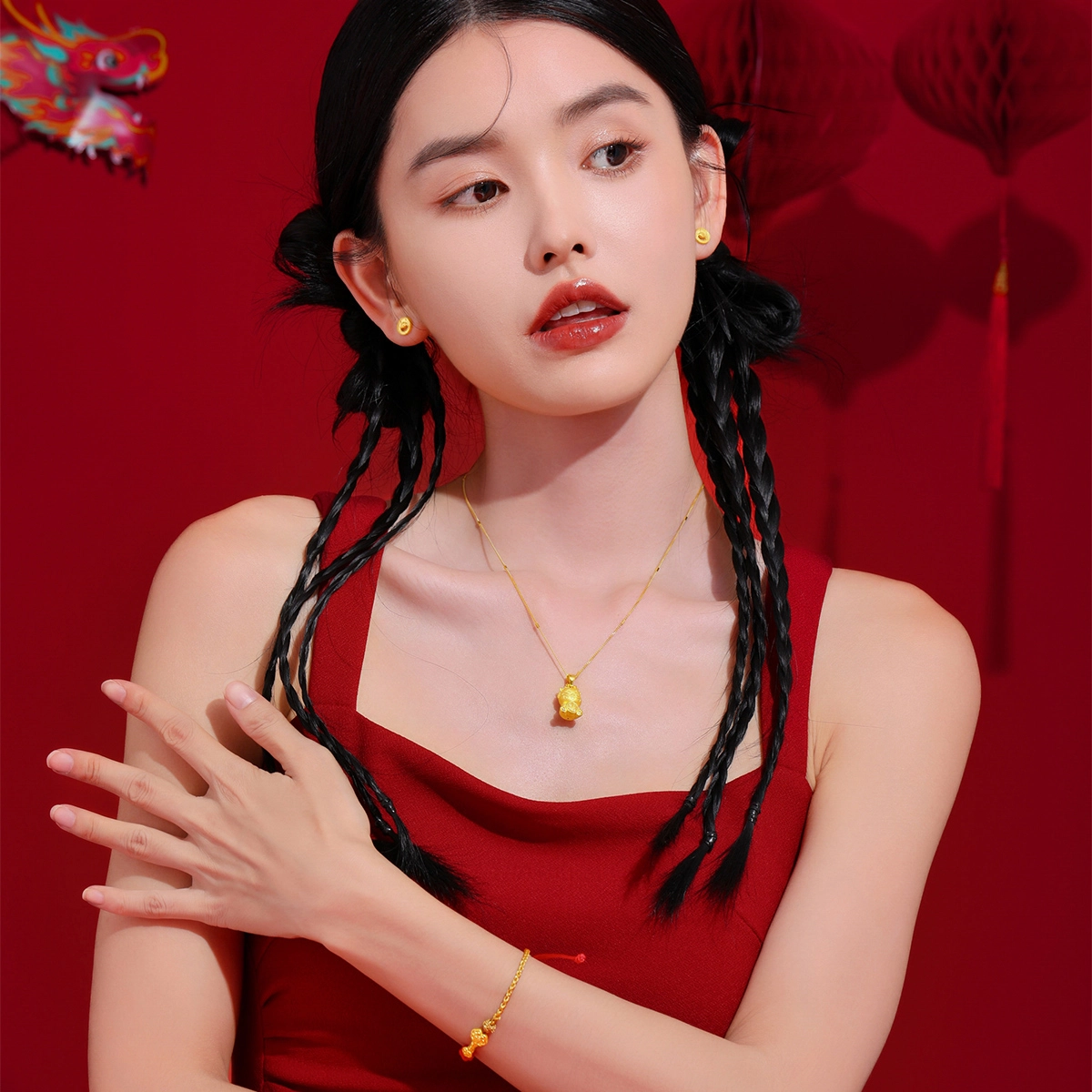 老庙 福龙抱福 新中式简约轻奢高级感 足金 按克计价 黄金吊坠 男女同款情侣款