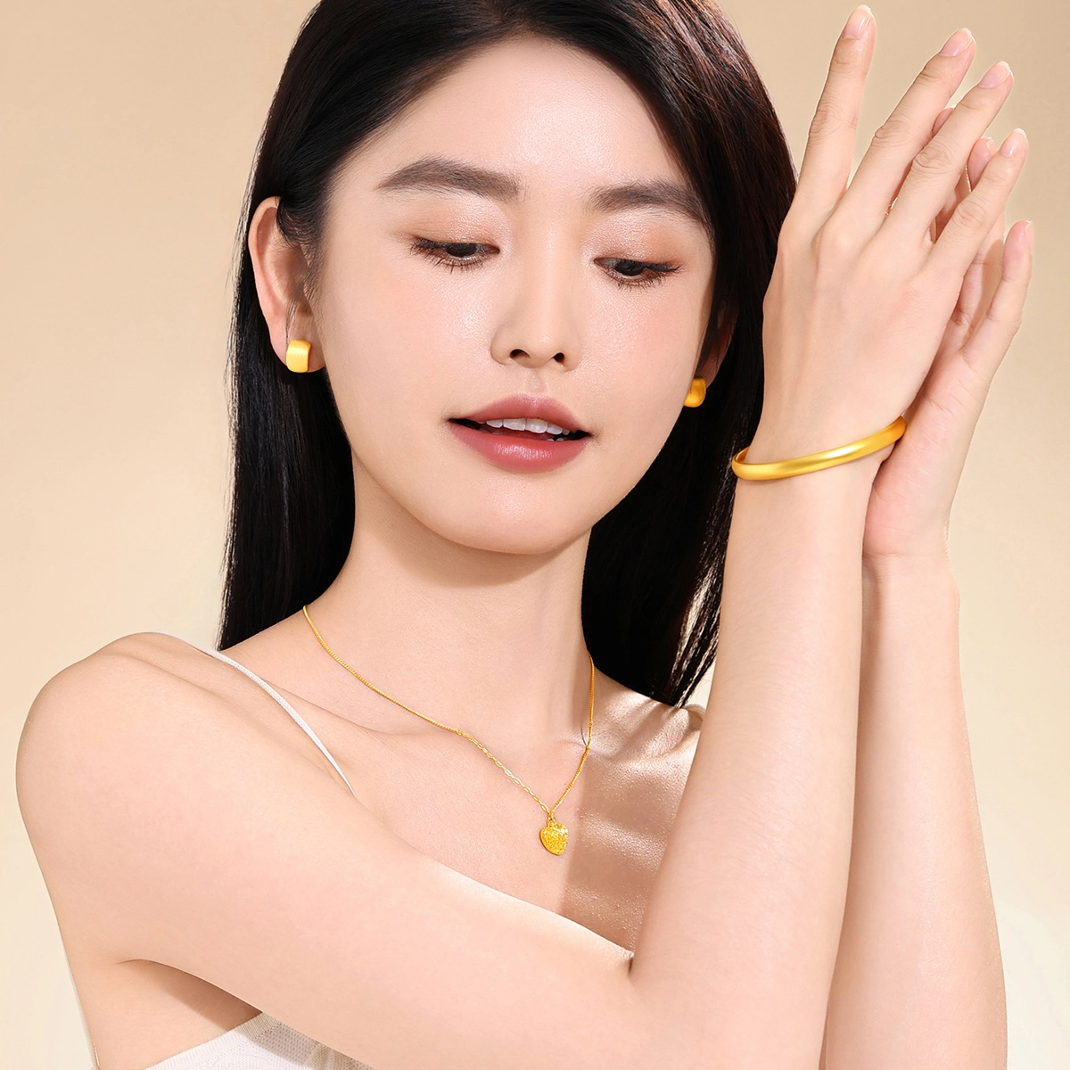 老庙 小方糖硬金百搭小众水滴耳饰 足金 按克计价 黄金耳钉 男女同款情侣款