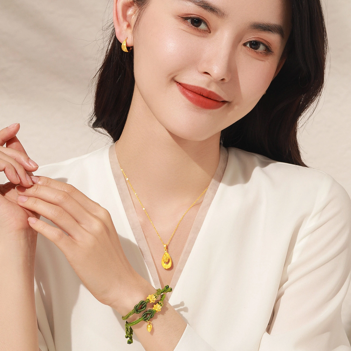 老庙 简约大气 优雅小众设计 足金 一口价 手链 女款 绿色