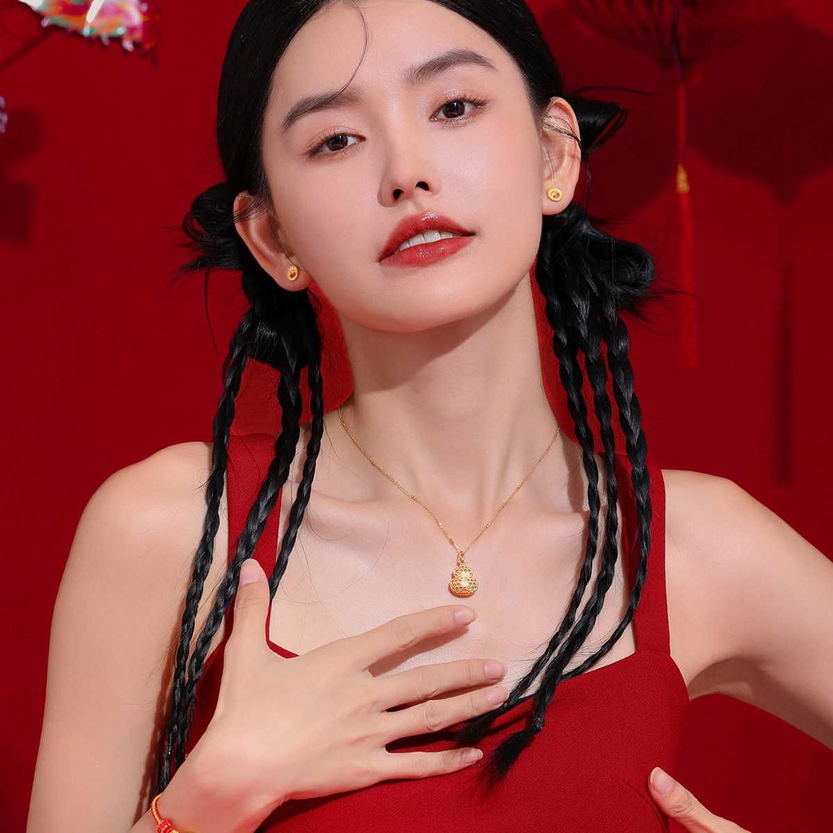 老庙 福禄双全吉祥葫芦祥云镂空花丝 吉祥如意挂坠 足金 按克计价 黄金吊坠 女款