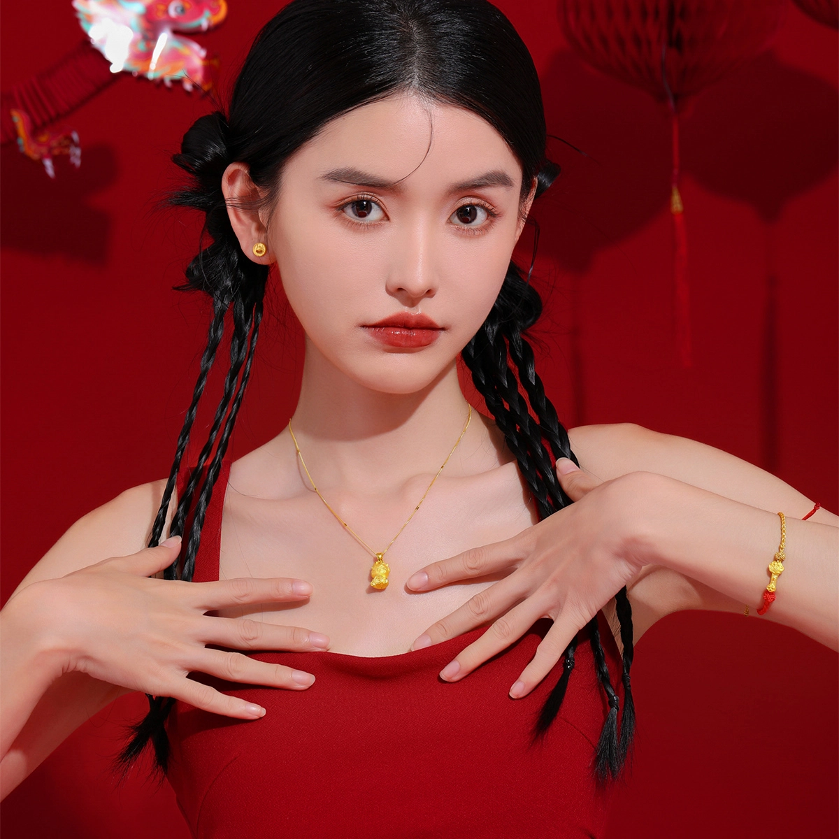 老庙 福龙抱福 新中式简约轻奢高级感 足金 按克计价 黄金吊坠 男女同款情侣款