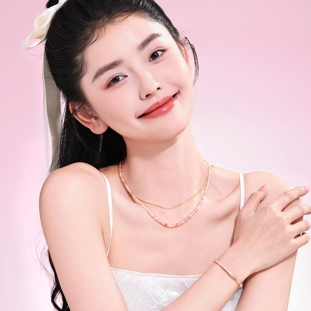 老庙 转运珠少女风锁骨链 多巴胺甜美精致潮流百搭日常 玛瑙 项链 女款