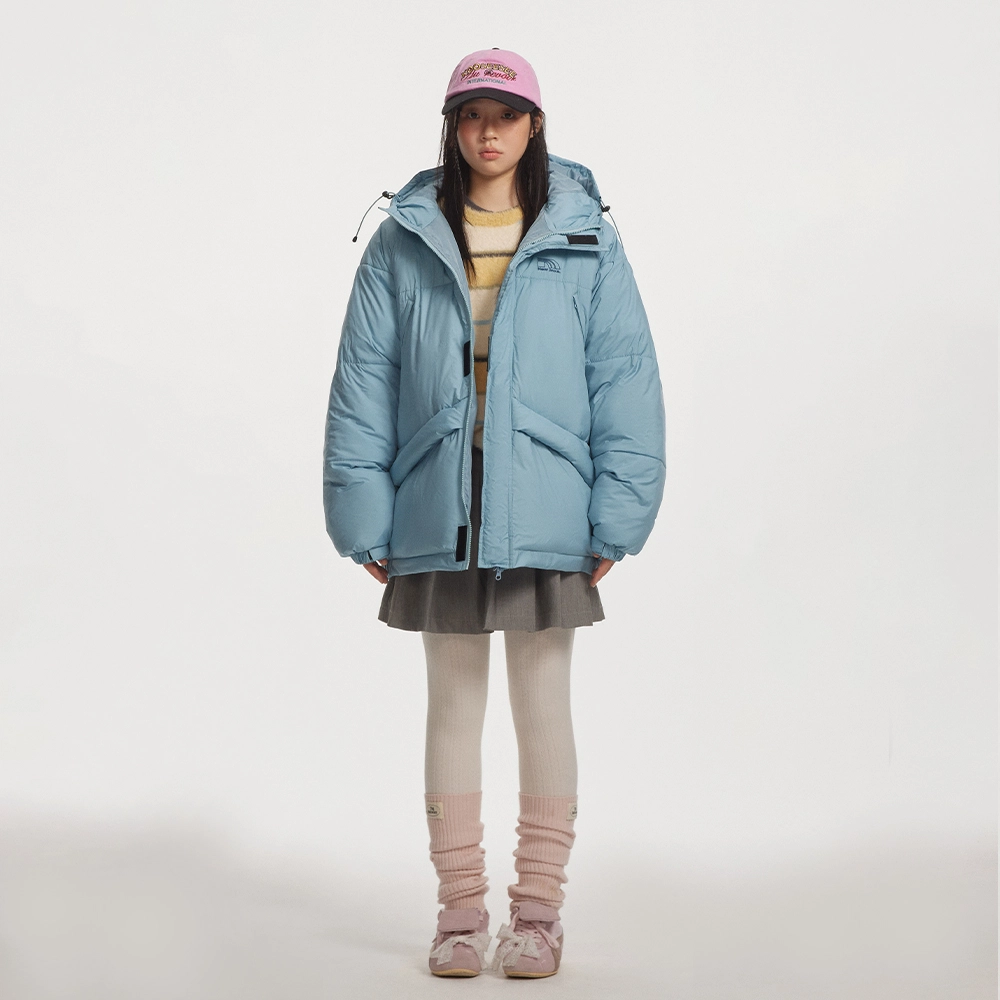 江南先生 美式复古刺绣工装防泼水连帽加厚保暖情侣棉服 男女同款