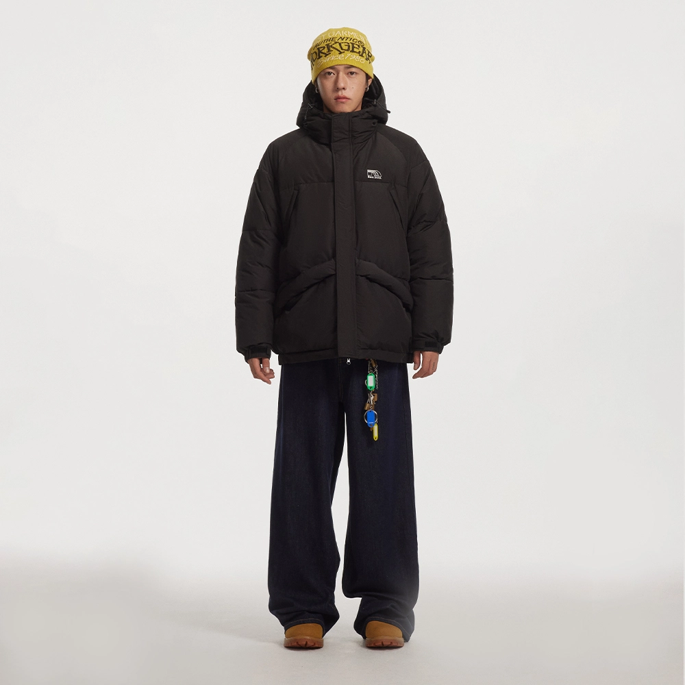 江南先生 美式复古刺绣工装防泼水连帽加厚保暖情侣棉服 男女同款