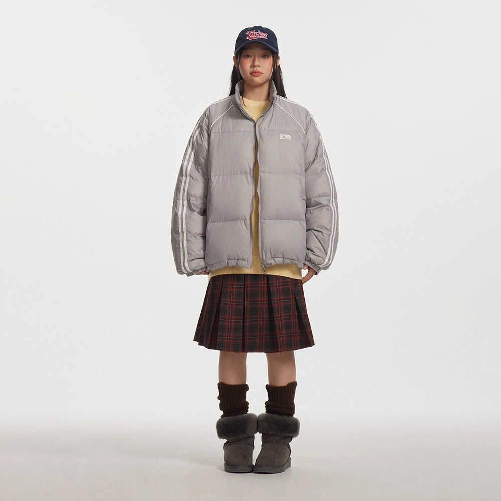 江南先生 美式复古立领杠条保暖面包服羽绒服 男女同款