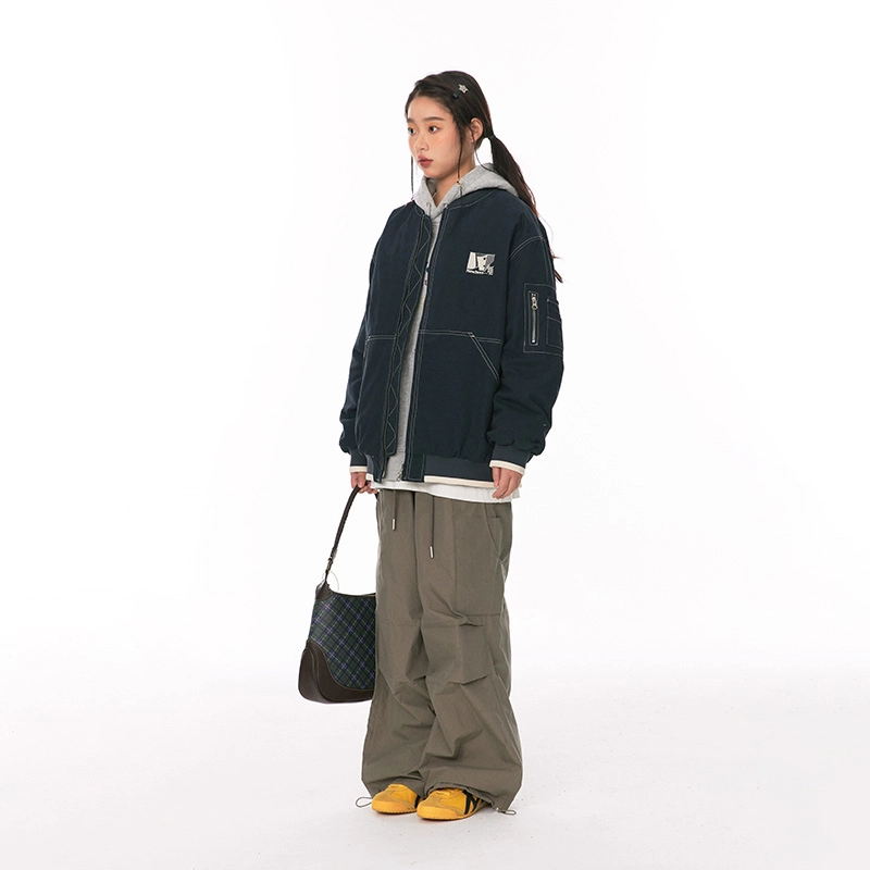 江南先生 美式复古飞行员工装棉服 男女同款