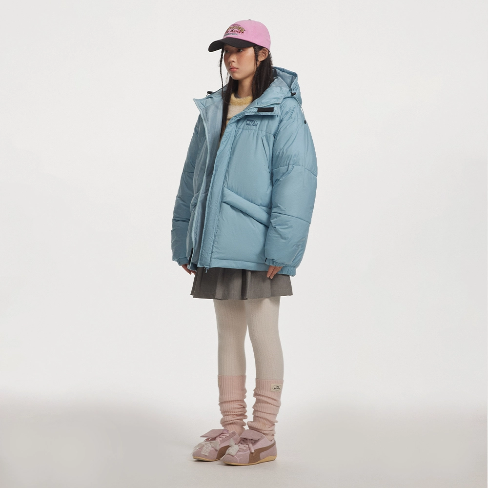 江南先生 美式复古刺绣工装防泼水连帽加厚保暖情侣棉服 男女同款