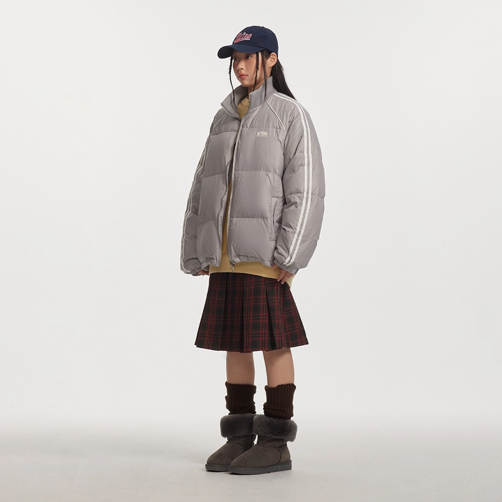 江南先生 美式复古立领杠条保暖面包服羽绒服 男女同款