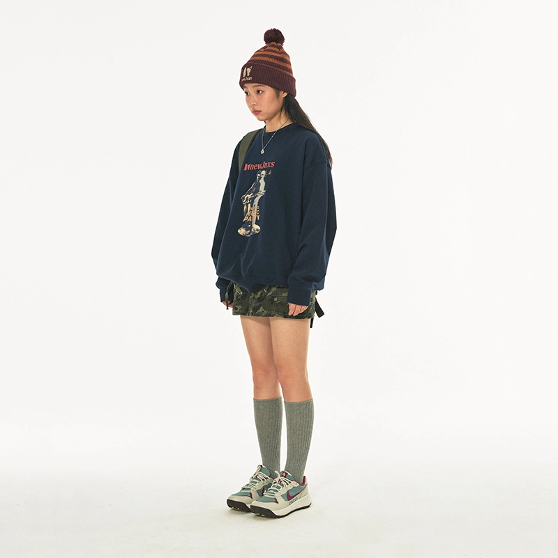 江南先生 印花休闲宽松圆领套头卫衣 男女同款
