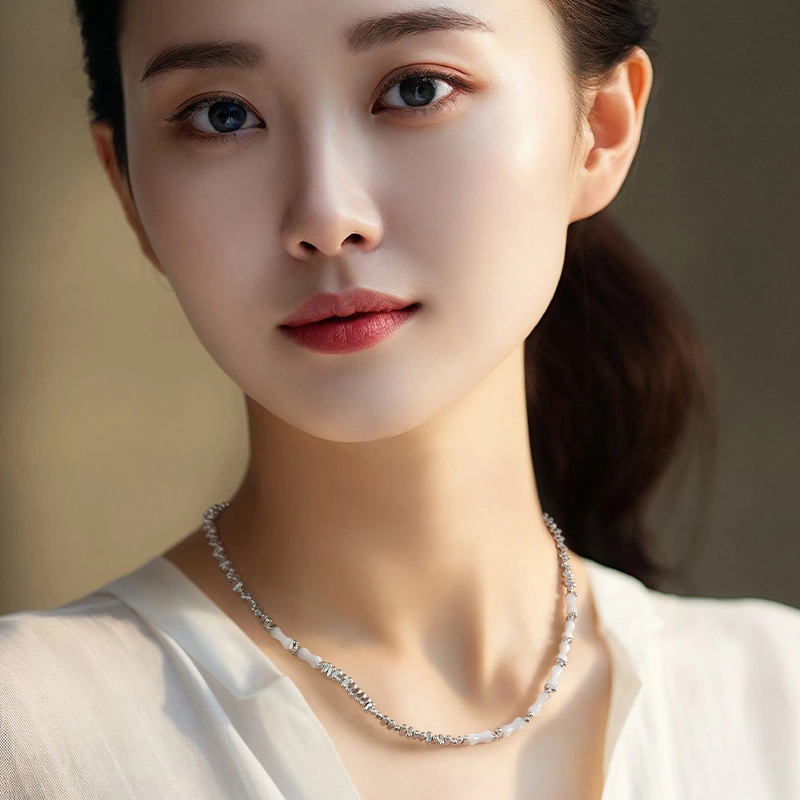 一撇一捺 竹节拼接叠戴时髦 合金 项链 女款