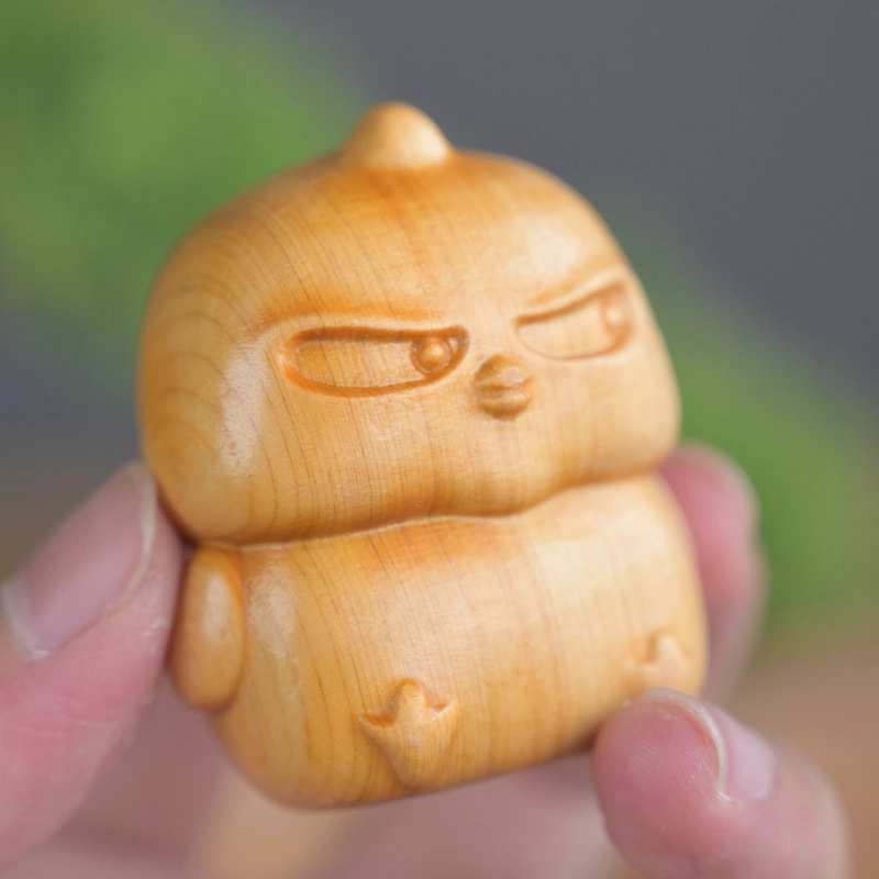 天纵 呆萌愤怒小黄鸡 崖柏 木作把件 男女同款情侣款 崖柏