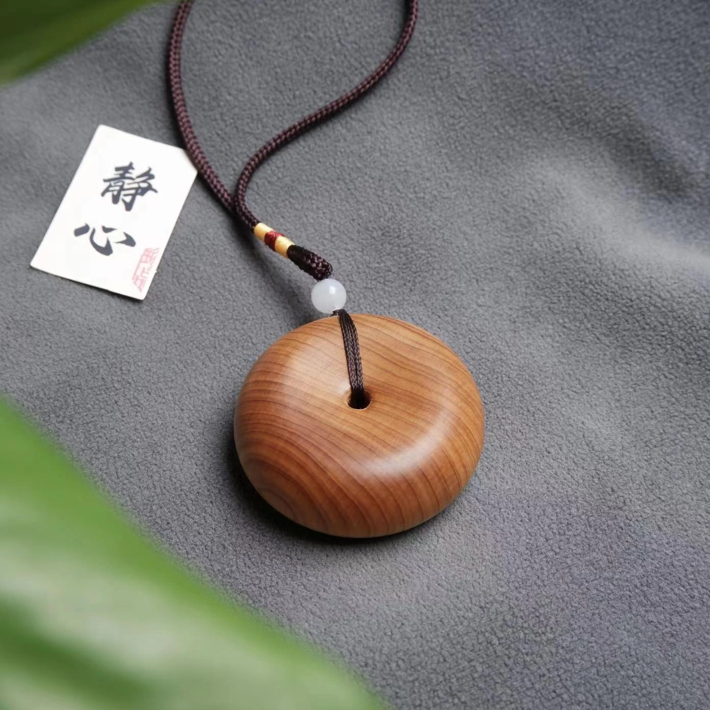 天纵 平安扣把玩挂件  纳福平安挂绳车挂配饰 手工艺品实木 崖柏 木作把件 通用