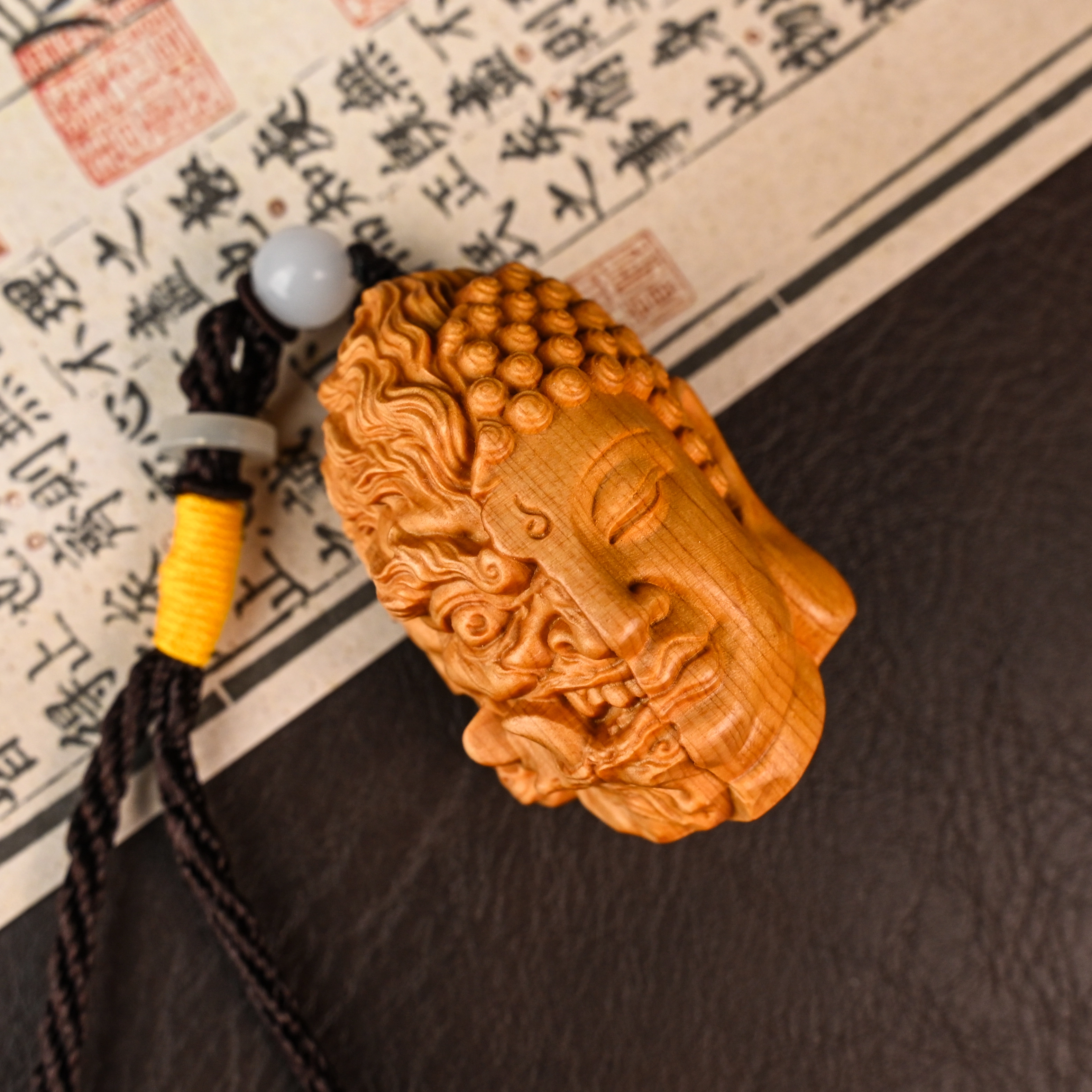 天纵 一念之间佛魔挂件 实木雕刻手工艺品随身把玩手把件 血檀 木作把件 男女同款情侣款 血檀